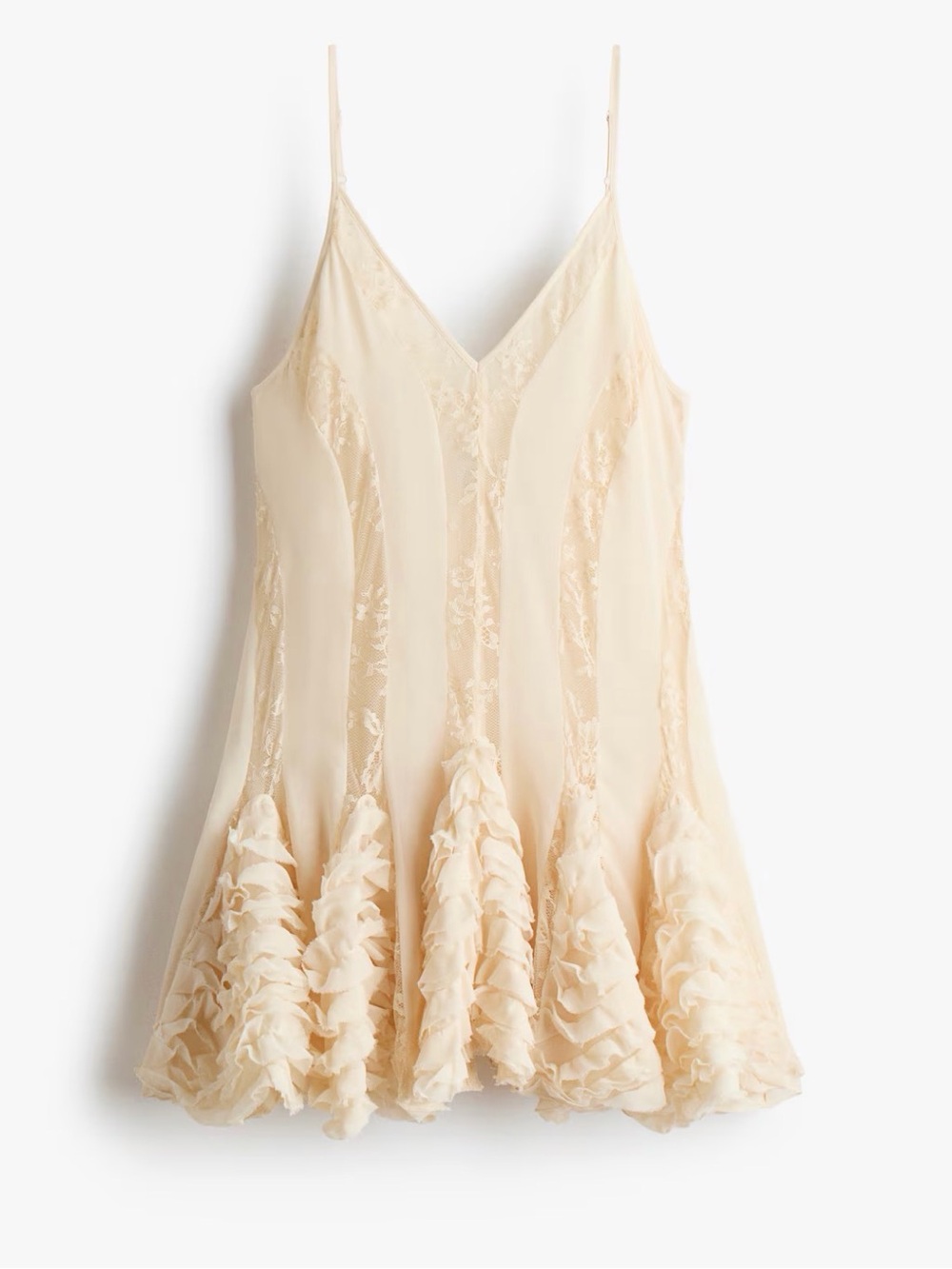 H&M Strappy Dress With Lace Insets Cream Size XS NWT